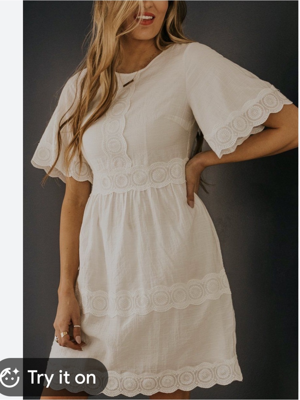 Roolee  Side Of Love White Lace Dress. Size XS.